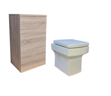 Load image into Gallery viewer, Sonoma Oak WC Unit Back to Wall Ceramic Square Toilet Pan Soft Close Seat &amp; Cistern
