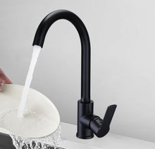 Load image into Gallery viewer, Black Kitchen Tap Single Lever Monobloc Matt Black Sink Taps for Kitchen Mixer Tap Kitchen Sink Swan Neck Kitchen Mixer Taps 1 Hole
