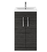 Load image into Gallery viewer, 500mm Black Vanity Unit – Floor Standing 2 Door Unit &amp; White Ceramic Basin Sink
