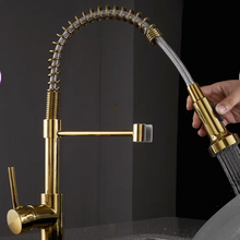 Load image into Gallery viewer, Kitchen Mixer Tap Pull Out Kitchen Faucet Gold Pull Down Kitchen Sink Faucet Luxury Hot &amp; Cold Brass
