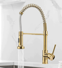 Load image into Gallery viewer, Kitchen Mixer Tap Pull Out Kitchen Faucet Gold Pull Down Kitchen Sink Faucet Luxury Hot &amp; Cold Brass
