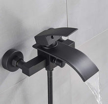 Load image into Gallery viewer, Waterfall Tub Faucet Black Bathtub Faucet With Handheld Shower Single Handle Brass Wall Mounted Cold And Hot Water Filler Mixer Tap
