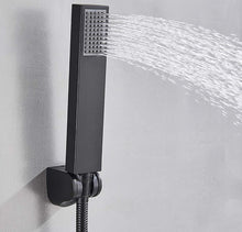 Load image into Gallery viewer, Waterfall Tub Faucet Black Bathtub Faucet With Handheld Shower Single Handle Brass Wall Mounted Cold And Hot Water Filler Mixer Tap
