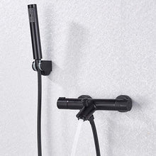 Load image into Gallery viewer, Bathtub Mixer Mat Black Thermostatic Shower Set Shower Bath Mixer with Round Hand Shower
