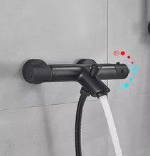 Load image into Gallery viewer, Bathtub Mixer Mat Black Thermostatic Shower Set Shower Bath Mixer with Round Hand Shower
