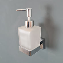 Load image into Gallery viewer, soap dispenser Soap Holder Chrome Glass Dispenser and Holder Wall Mounted Modern Square Accessory
