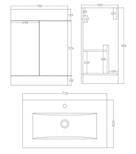 Load image into Gallery viewer, Vanity Unit Free Standing 700mm White Free Standing Vanity Unit and Slim-Edge Basin
