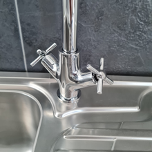 Load image into Gallery viewer, Kitchen Tap Cross Handles Kitchen Tap Chrome Finish Mixer Twin Lever Swivel Tap
