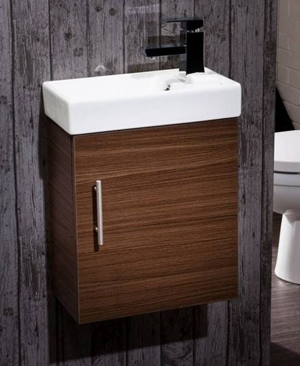 Wall Hung Vanity Unit 400mm Wall Hung Vanity Unit Walnut Cabinet Nutmeg Finish Ceramic Sink Basin